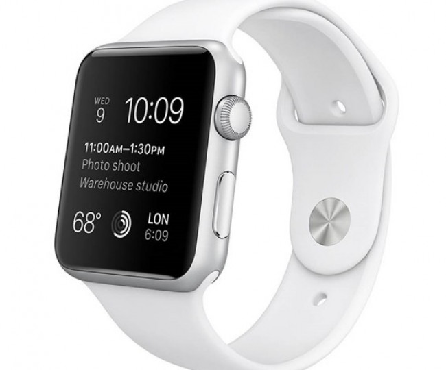 Apple Watch Series 1 42mm Silver Aluminum Case with White Sport Band (MNNL2)